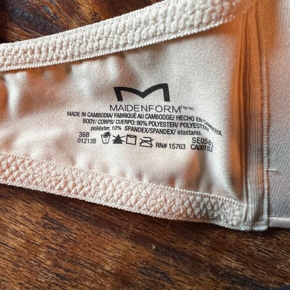 Two Maidenform 36B Lightly Lined Bras With Black Lace & Beige Smooth Finish - Picture 3 of 7